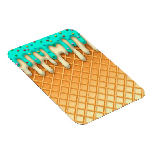 Ice Cream Drip Waffle Cone Mint with Sprinkles Magneet (Rechterzijde)