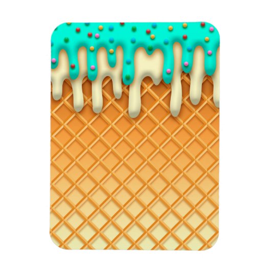 Ice Cream Drip Waffle Cone Mint with Sprinkles Magneet (Verticaal)