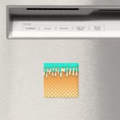 Ice Cream Drip Waffle Cone Mint with Sprinkles Magneet (Insitu (Vaatwasser))