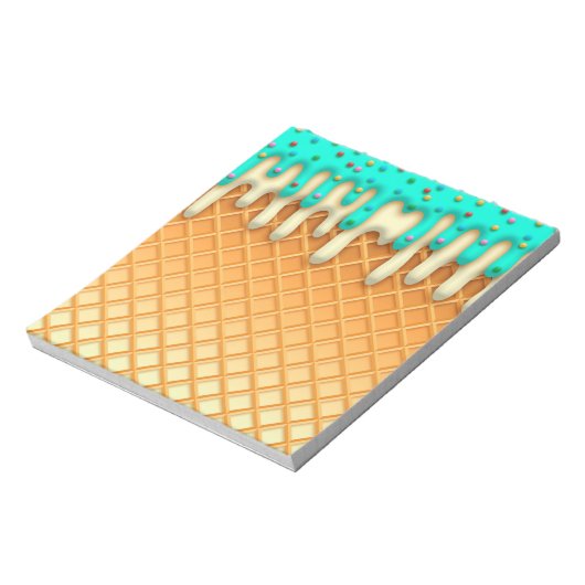 Ice Cream Drip Waffle Cone Mint with Sprinkles Notitieblok (Linkerzijde)