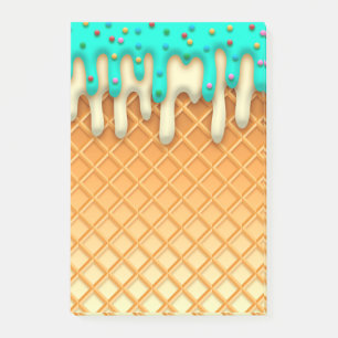 Ice Cream Drip Waffle Cone Mint with Sprinkles Post-it® Notes
