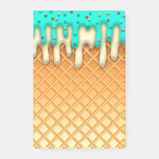 Ice Cream Drip Waffle Cone Mint with Sprinkles Post-it® Notes (Voorkant)