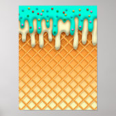 Ice Cream Drip Waffle Cone Mint with Sprinkles Poster (Voorkant)