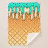 Ice Cream Drip Waffle Cone Mint with Sprinkles Sherpa Deken (Voorkant)
