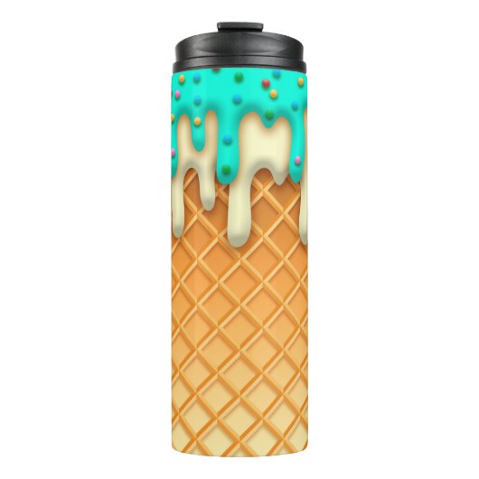 Ice Cream Drip Waffle Cone Mint with Sprinkles Thermosbeker (Voorkant)
