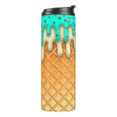 Ice Cream Drip Waffle Cone Mint with Sprinkles Thermosbeker (Gedraaid links)