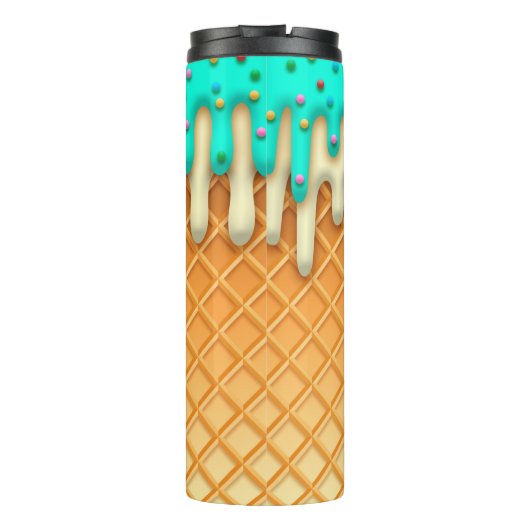 Ice Cream Drip Waffle Cone Mint with Sprinkles Thermosbeker (Achterkant)