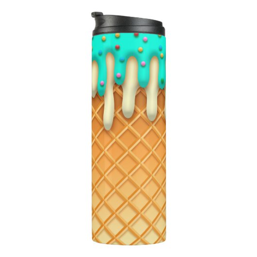 Ice Cream Drip Waffle Cone Mint with Sprinkles Thermosbeker (Geroteerd rechts)
