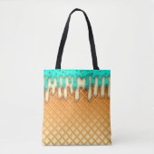 Ice Cream Drip Waffle Cone Mint with Sprinkles Tote Bag (Voorkant)