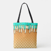 Ice Cream Drip Waffle Cone Mint with Sprinkles Tote Bag (Achterkant)