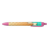 Ice Cream Drip Waffle Cone Mint With Sprinkles Zwarte Inkt Pen (Bodem)