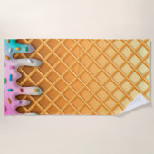 Ice Cream Drip Waffle Cone Pink With Sprinkles Strandlaken (Voorkant)