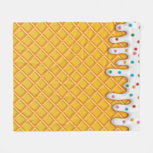 Ice Cream Drip Waffle Cone With Sprinkles Fleece Deken (Voorkant (Horizontaal))