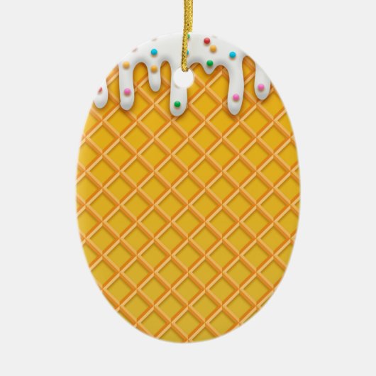 Ice Cream Drip Waffle Cone with Sprinkles Keramisch Ornament (Voorkant)