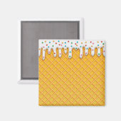 Ice Cream Drip Waffle Cone with Sprinkles Magneet (Voorkant / Achterkant)