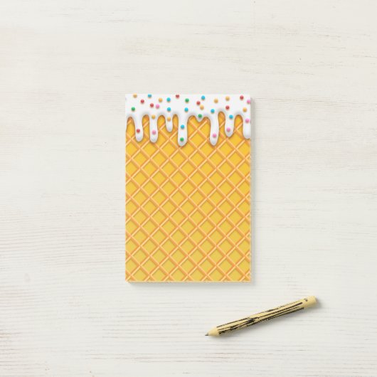 Ice Cream Drip Waffle Cone with Sprinkles Post-it® Notes (Op bureau)