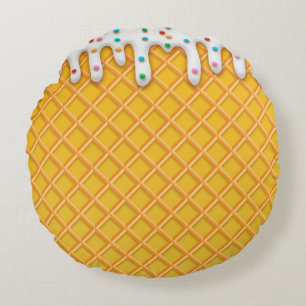 Ice Cream Drip Waffle Cone with Sprinkles Rond Kussen