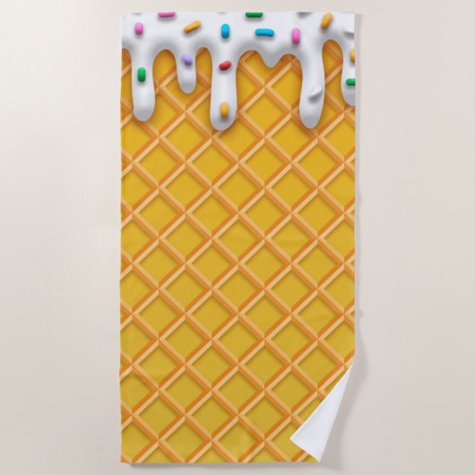 Ice Cream Drip Waffle Cone with Sprinkles Strandlaken (Voorkant)