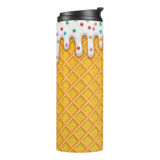 Ice Cream Drip Waffle Cone with Sprinkles Thermosbeker (Gedraaid links)