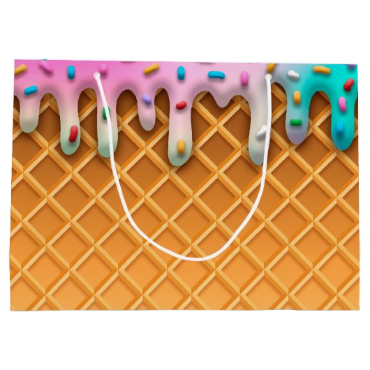 Ice Cream Drip Waffle Roze met sprinken Groot Cadeauzakje (Achterkant)