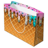 Ice Cream Drip Waffle Roze met sprinken Groot Cadeauzakje (Achterkant Gekanteld)