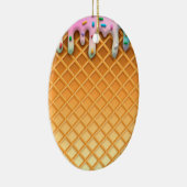 Ice Cream Drip Waffle Roze met sprinken Keramisch Ornament (Rechts)