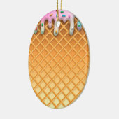 Ice Cream Drip Waffle Roze met sprinken Keramisch Ornament (Links)