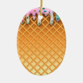 Ice Cream Drip Waffle Roze met sprinken Keramisch Ornament (Voorkant)