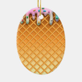 Ice Cream Drip Waffle Roze met sprinken Keramisch Ornament (Achterkant)
