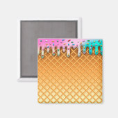 Ice Cream Drip Waffle Roze met sprinken Magneet (Voorkant / Achterkant)