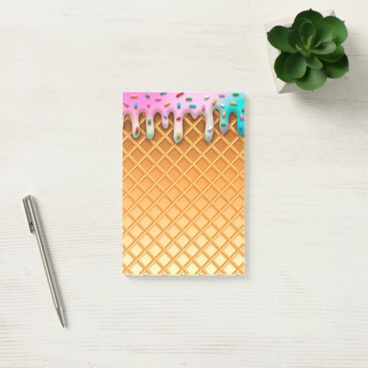 Ice Cream Drip Waffle Roze met sprinken Post-it® Notes (Kantoor)