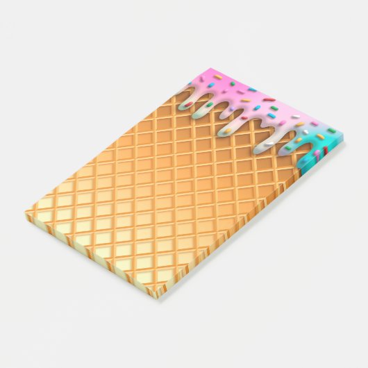 Ice Cream Drip Waffle Roze met sprinken Post-it® Notes (Schuin)
