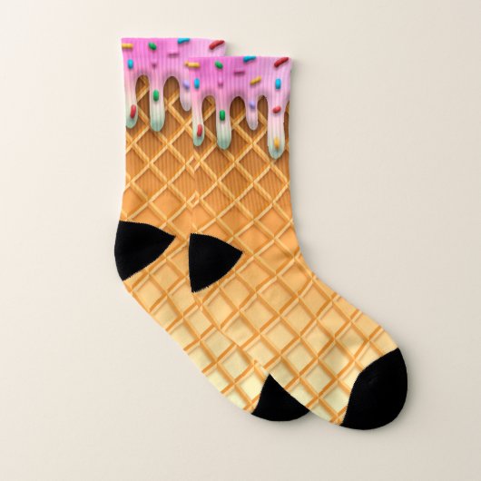 Ice Cream Drip Waffle Roze met sprinken Sokken (Paar)