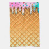 Ice Cream Drip Waffle Roze met sprinken Theedoek (Verticaal)
