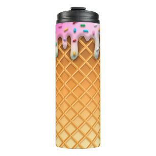 Ice Cream Drip Waffle Roze met sprinken Thermosbeker