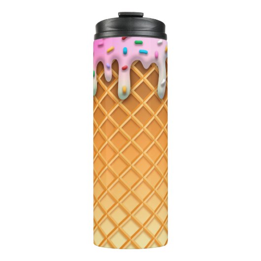 Ice Cream Drip Waffle Roze met sprinken Thermosbeker (Voorkant)