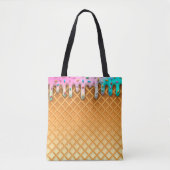 Ice Cream Drip Waffle Roze met sprinken Tote Bag (Voorkant)