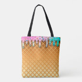 Ice Cream Drip Waffle Roze met sprinken Tote Bag (Achterkant)