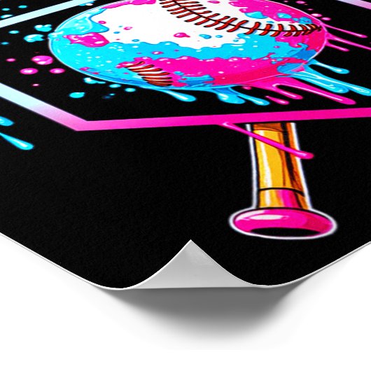 Ice Cream Dripng Boys Baseball Drip Fun 6 7 Six Se Poster (Hoek)