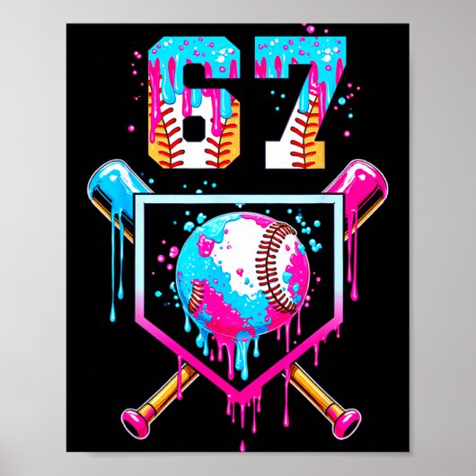 Ice Cream Dripng Boys Baseball Drip Fun 6 7 Six Se Poster (Voorkant)