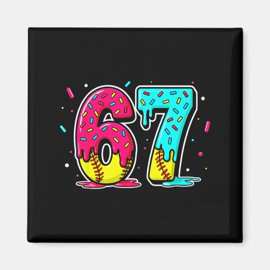 Ice Cream Dripng Softball Drip Funny 6 7 Six Seven Magneet (Voorkant)