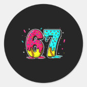 Ice Cream Dripng Softball Drip Funny 6 7 Six Seven Ronde Sticker (Voorkant)