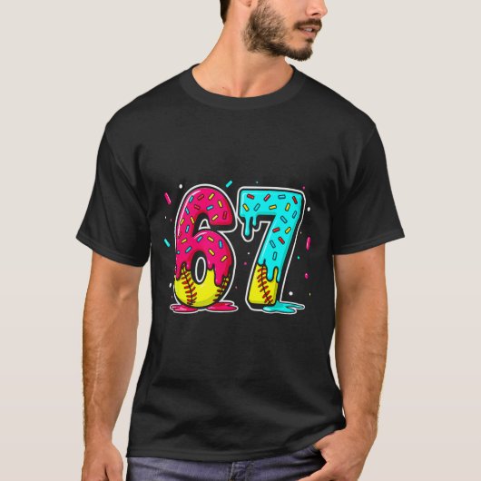 Ice Cream Dripng Softball Drip Funny 6 7 Six Seven T-shirt (Voorkant)