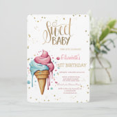 Ice Cream Dripping Diamonds Stripe Verjaardag Kaart (Staand voorkant)