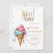 Ice Cream Dripping Diamonds Stripe Verjaardag Kaart (Voorkant)