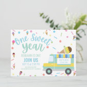 Ice Cream Eerste 1e Verjaardag Sibling Twins Kaart (Staand voorkant)