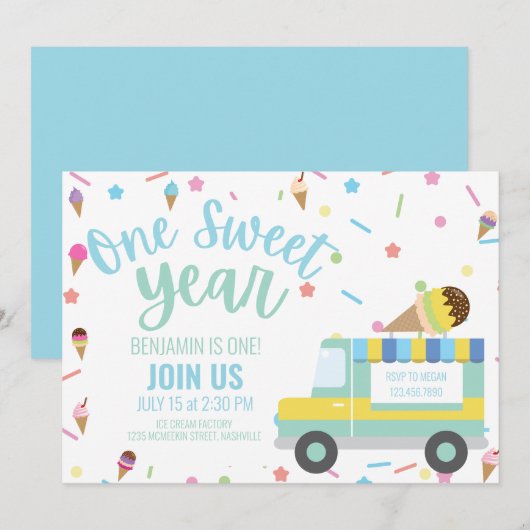 Ice Cream Eerste 1e Verjaardag Sibling Twins Kaart (Voorkant / Achterkant)