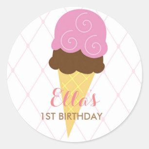 Ice Cream Eerste Verjaardagsfeestje Stickers