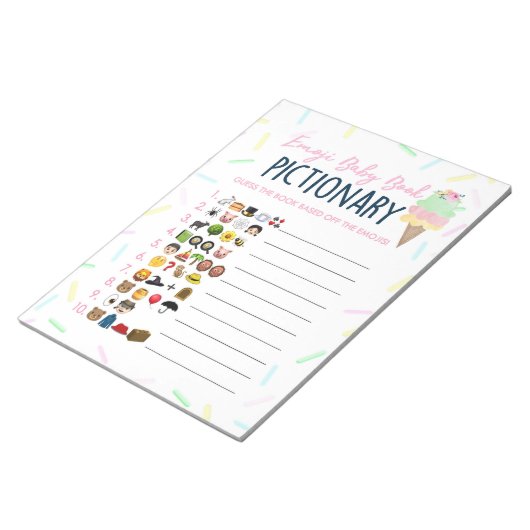 Ice Cream Emoji Baby Boek Baby shower Game Pack Notitieblok (Schuin)