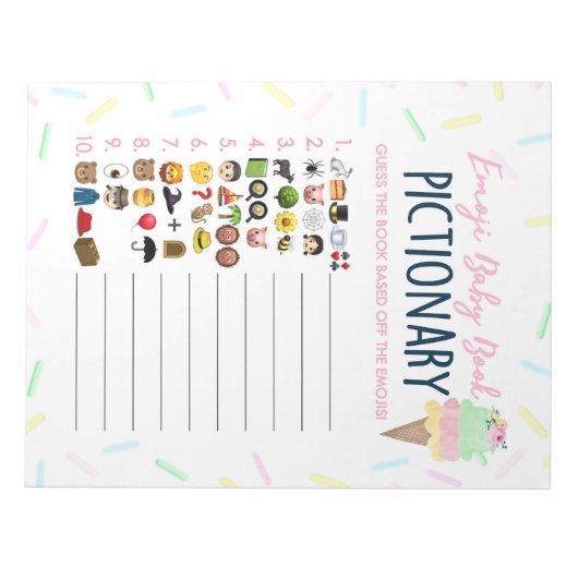 Ice Cream Emoji Baby Boek Baby shower Game Pack Notitieblok (Voorkant)